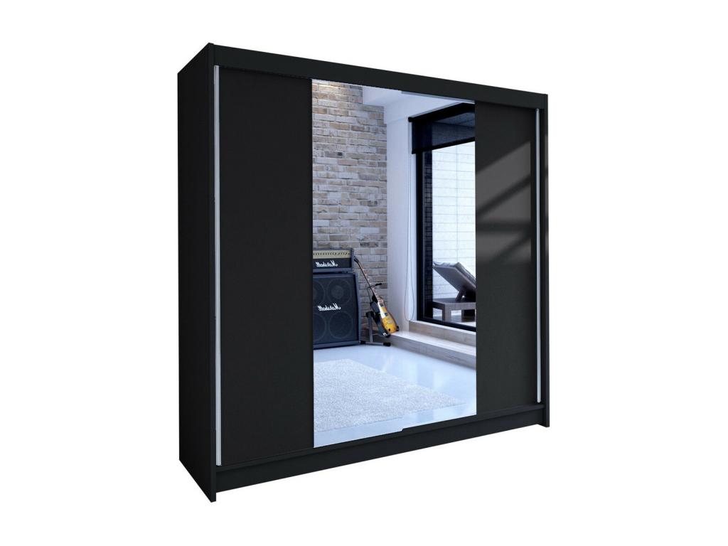 Armoire Boisona 138 Noir 215x180x58cm Portes d'armoire Glissement TSQP61466
