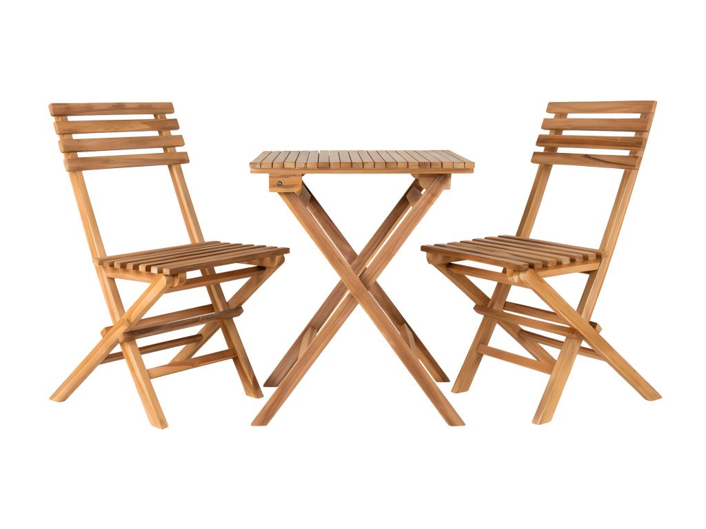 Boisona - Ensemble de jardin 2 chaises 1 table en bois - Couleur Naturel TORC01680