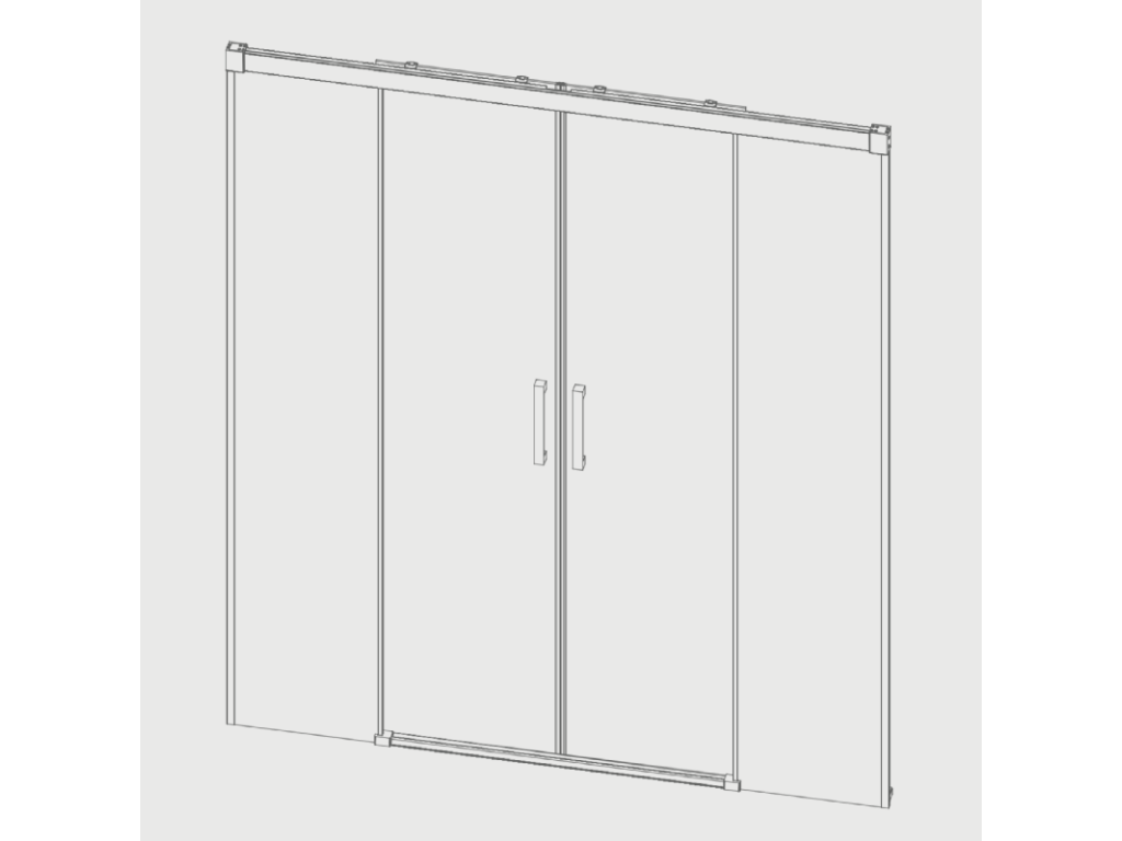 Paroi de douche 2 verres fixes 2 portes coulissantes Boisona profil noir mat 160 cm MQCM03137