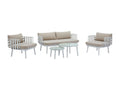 Salon de jardin en aluminium canapé 2 places 2 fauteuils et 2 tables basses - Blanc - Boisona JSEW91622