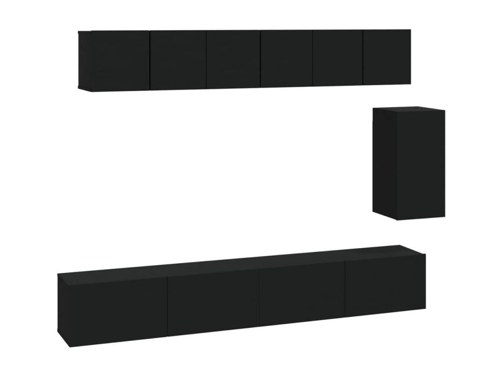 Ensemble de meubles TV 6 pièces Noir Bois d'ingénierie CCSQ25069