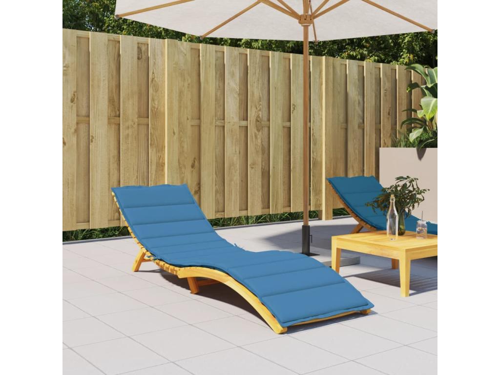 Coussin de chaise longue bleu Boisona 200x50x4 cm tissu JHKP65229