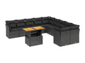 Salon de jardin 11 pcs avec coussins noir résine tressée ZRQZ67679
