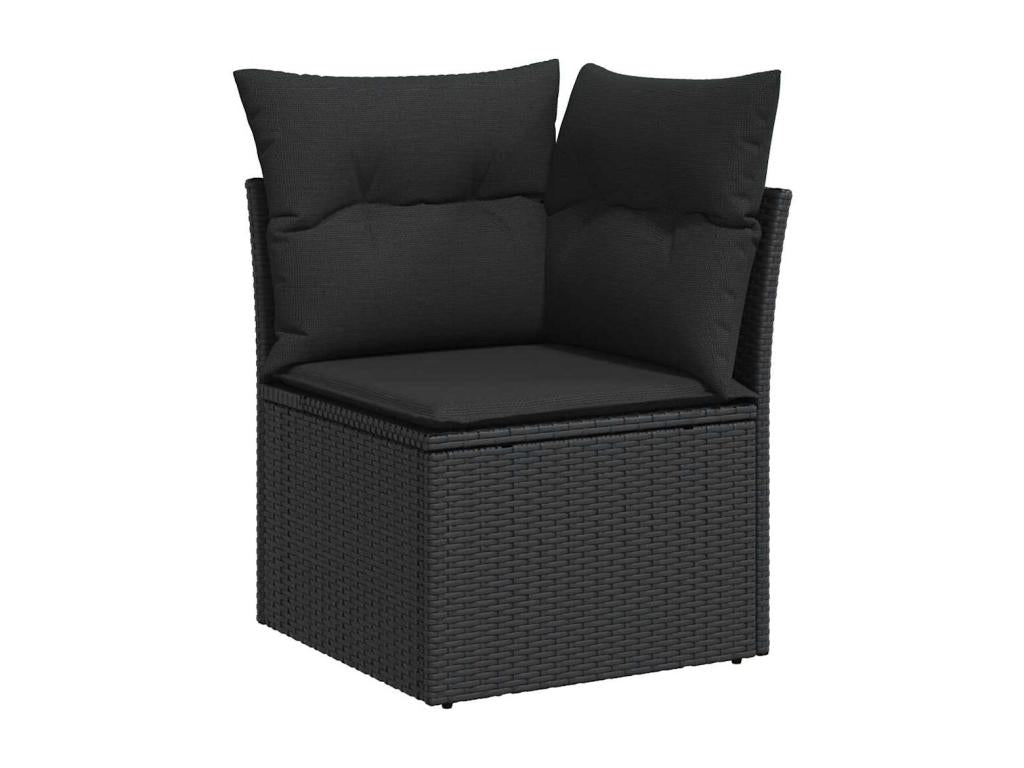 Salon de jardin 6 pcs avec coussins noir résine tressée VMSB89405