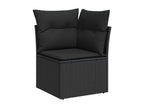 Salon de jardin 6 pcs avec coussins noir résine tressée VMSB89405