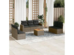 Salon de jardin 8 pcs avec coussins gris résine tressée NTAC88516