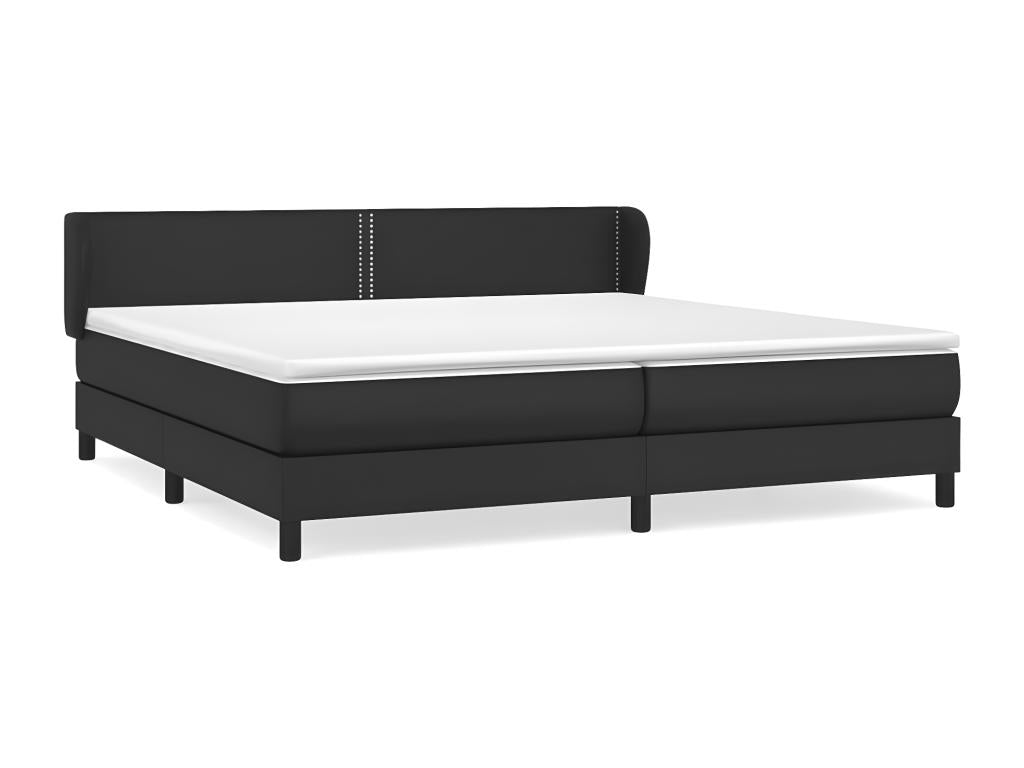 Sommier à Boisona de lit avec matelas Noir 200x200 Similicuir HAGO64326