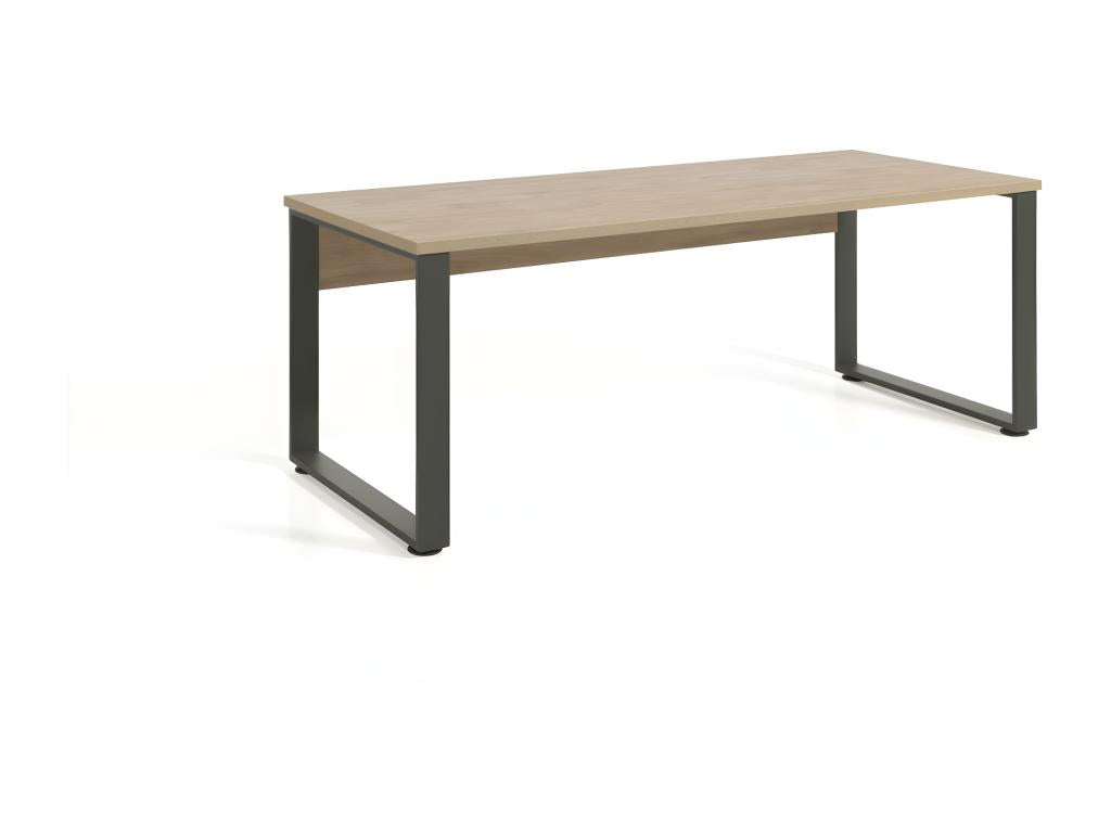 Bureau professionnel droit 150cm coloris chêne doré et noir collection Boisona. EGJG67492