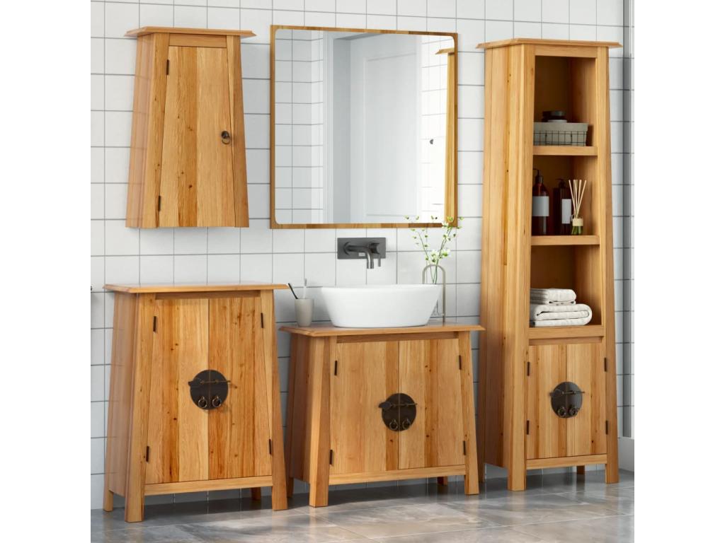 Ensemble de meubles de salle de bain 4 pcs bois de pin massif YUDC46682