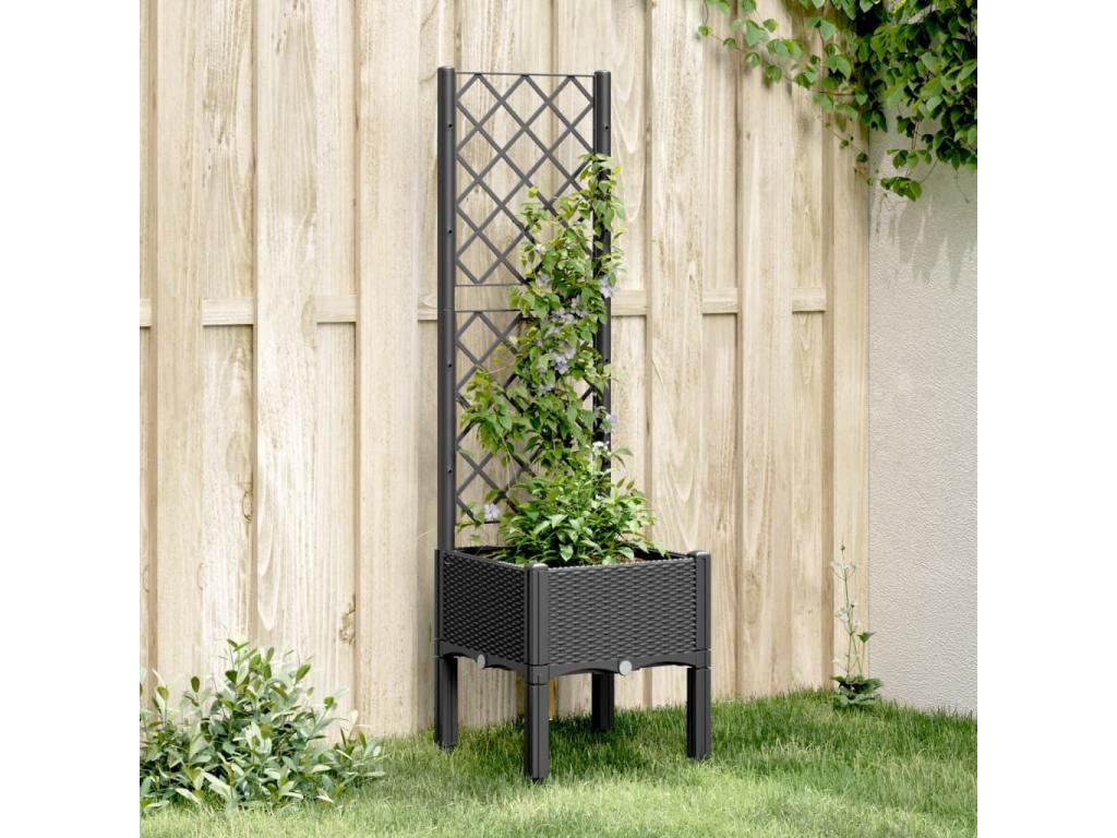 Jardinière avec treillis noir 40x40x142 PP NVNI62865