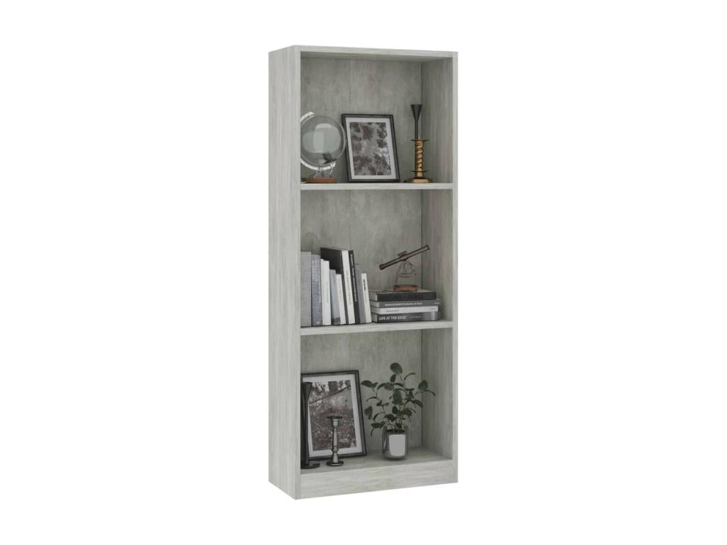 Bibliothèque à 3 niveaux Gris béton 40x24x108 RBQT09174