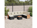 Salon de jardin 9 pièces avec coussins noir résine tressée BBCQ04971