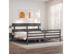 Cadre de lit avec tête de lit gris 200x200 bois massif RJEW21494