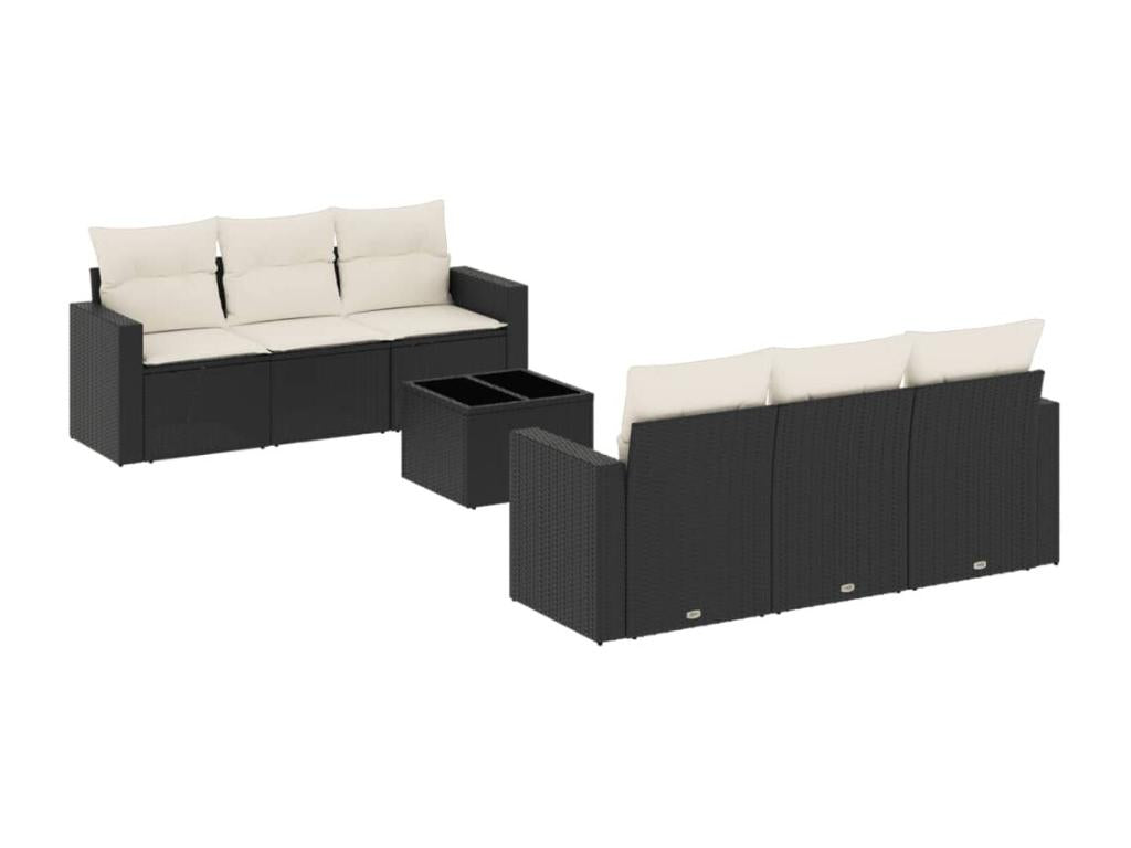 Salon de jardin 7 pcs avec coussins noir résine tressée EEPX43190