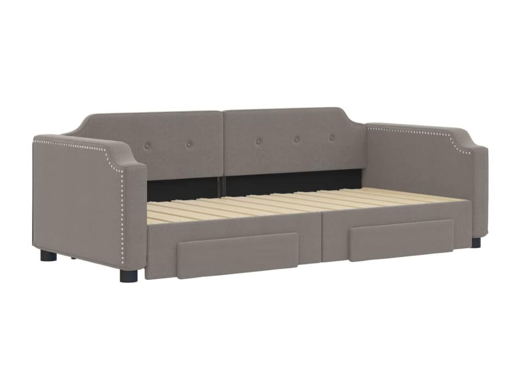 Lit de jour avec gigogne et tiroirs Boisona 90x200 cm tissu LIWZ89639