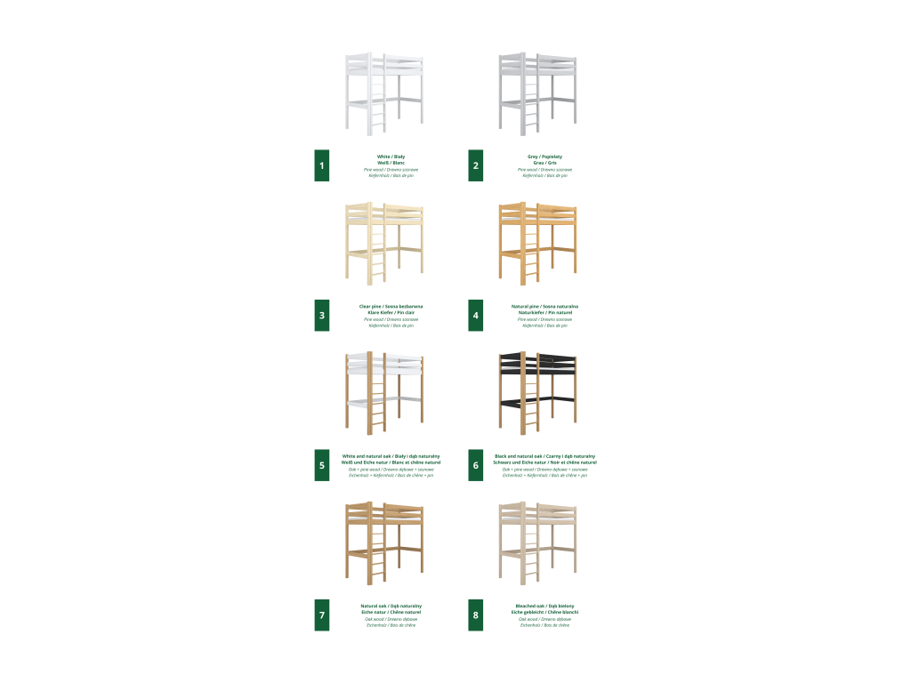 Lit en chêne blanc, 100 x 190 cm