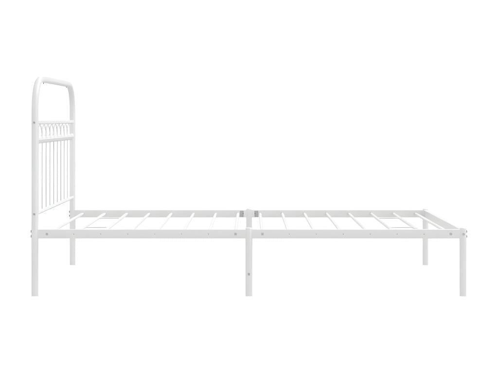 Cadre de lit métal avec tête de lit blanc 107x203 cm JIQX05415