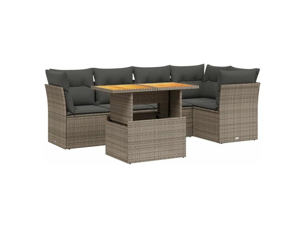 Salon de jardin 5 pcs avec coussins gris résine tressée YCHC58999