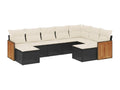 Salon de jardin 9 pcs avec coussins noir résine tressée SHLH01561