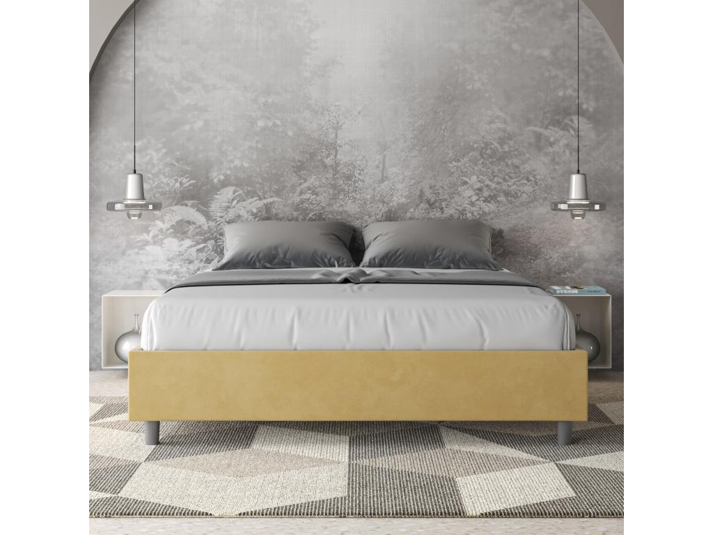 Lit coffre rembourré 160x200 microfibre ocre Boisona GPDS47800