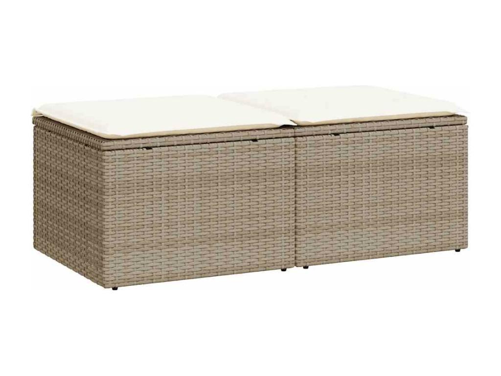 Salon de jardin avec coussins 2 pièces beige résine tressée Boisona RVXT89517