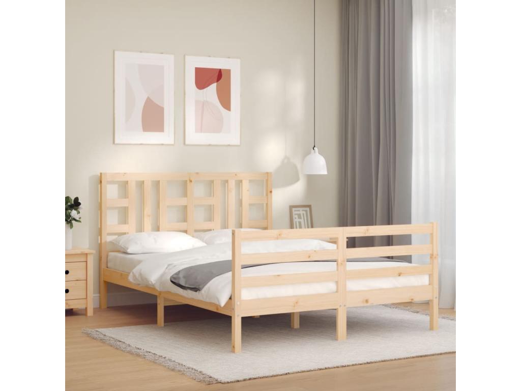 Cadre de lit avec tête de lit 160x200 cm bois massif JROE94049
