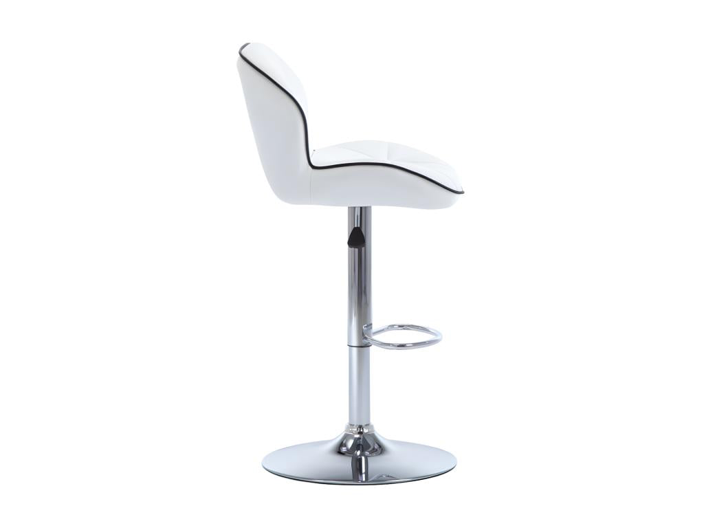 Lot de 2 tabourets de bar en simili et acier chromé - Hauteur réglable - Blanc - Boisona CMQB74667