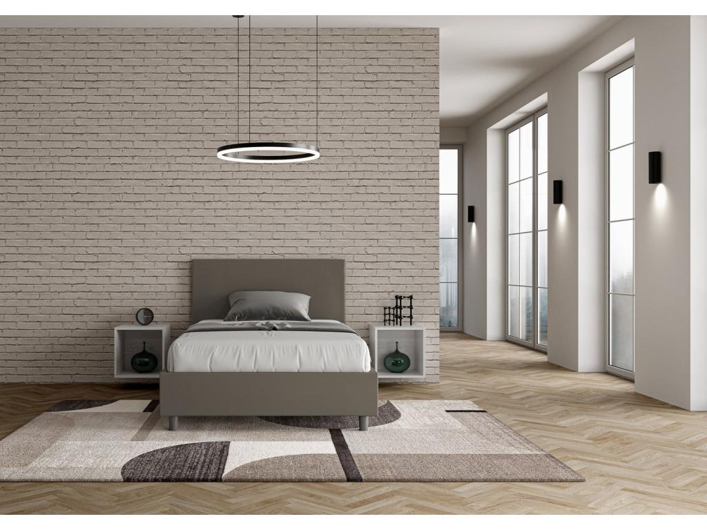Lit 1 place et demi avec sommier rembourrée 120x190 similicuir cappuccino Boisona RICB46287