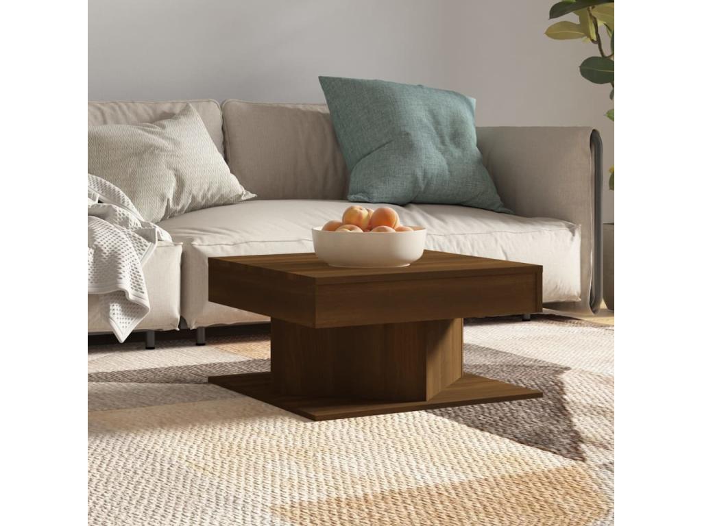 Table basse en bois composite marron, 57 x 57 x 30 cm