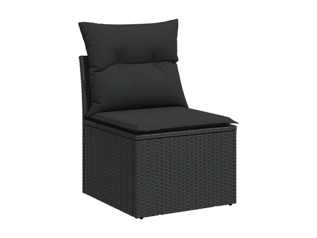 Salon de jardin 5 pcs avec coussins noir résine tressée Boisona GZFS78101
