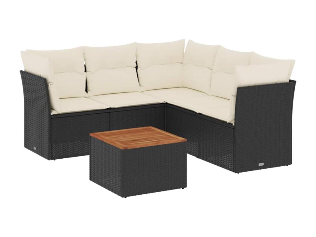 Salon de jardin 6 pièces avec coussins noir résine tressée XAUS93160
