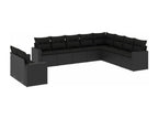 Salon de jardin 10 pcs avec coussins noir résine tressée HKJB55207