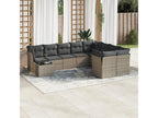 Salon de jardin avec coussins 10 pièces gris résine tressée FRAS23331