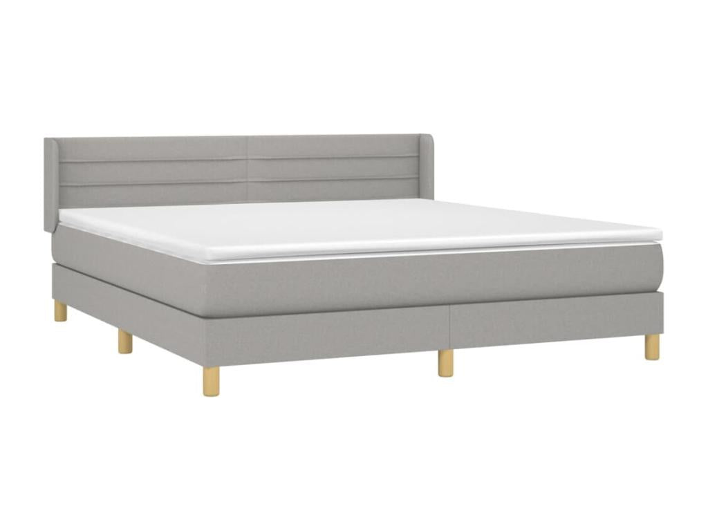 Lit à sommier tapissier avec matelas Gris clair 160x200cm Tissu QNLW78947