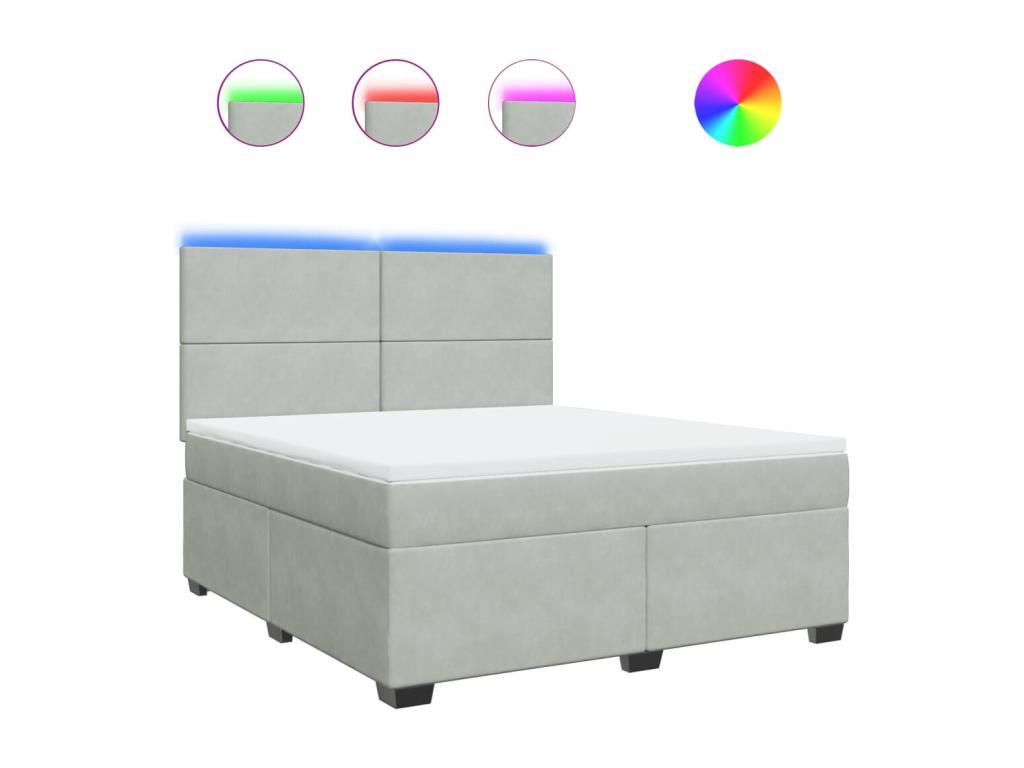 Sommier à Boisona de lit et matelas Gris clair 180x200cm Velours TVXD85641