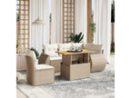 Salon de jardin avec coussins 6 pcs beige résine tressée JHRX65862