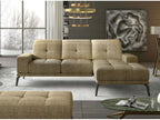 Canapé d'angle droit 5 places tissu beige chiné Boisona 265cm MRQK63166