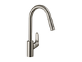 Robinet de cuisine avec douchette Boisona M41 240 2 jets aspect acier inox WANU15610