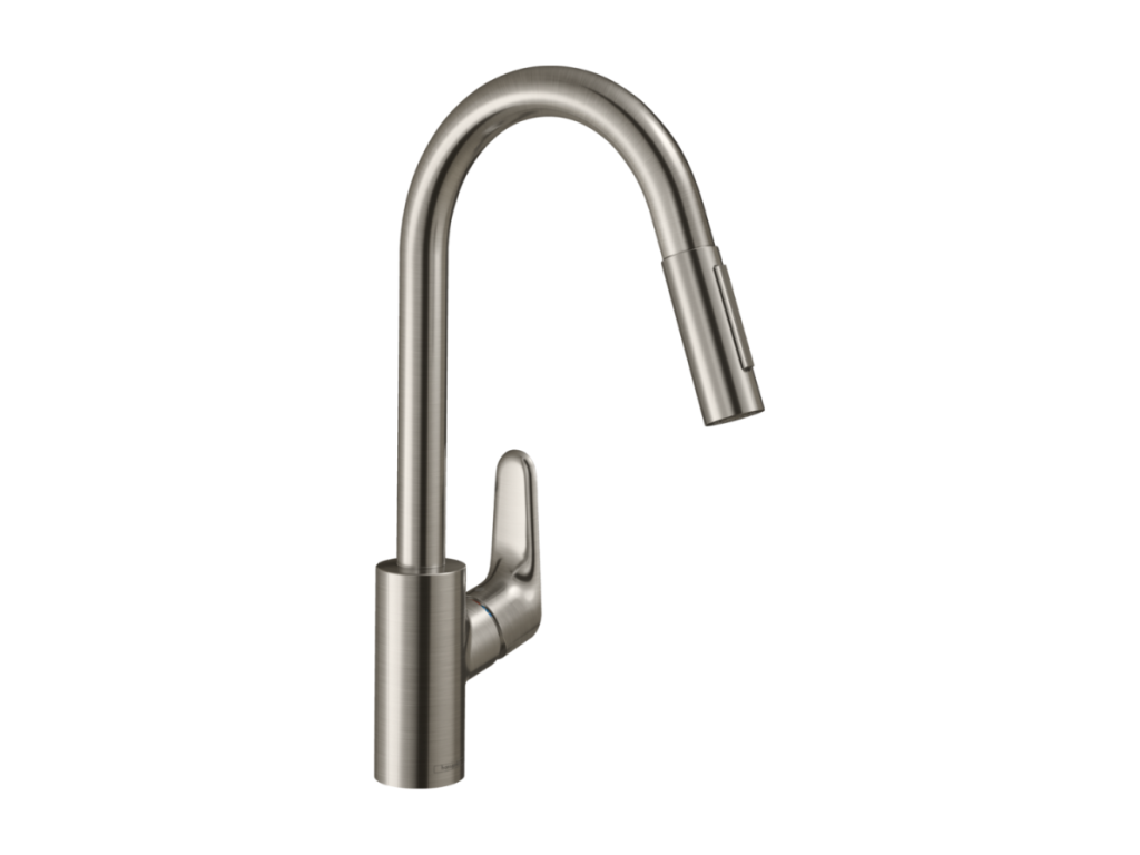 Robinet de cuisine avec douchette Boisona M41 240 2 jets aspect acier inox WANU15610
