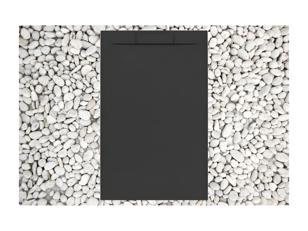 Receveur de douche 110x100 cm noir Boisona PLUS en Résine et Poudre de Marbre avec Grille Latérale EN RÉSINE DE MARBRE JSWF14394