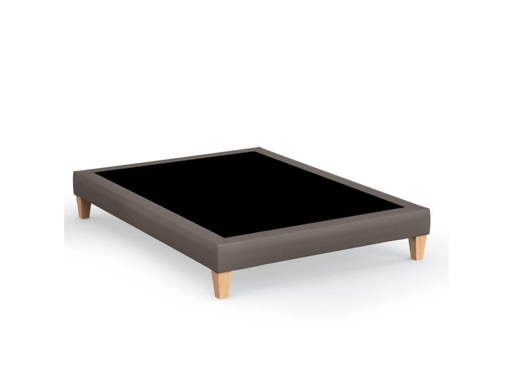 Sommier déco simili cuir cacao - Boisona 160x200 PQMH06745