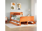 Lit bibliothèque sans matelas cire marron 140x190 cm pin massif QANP76272