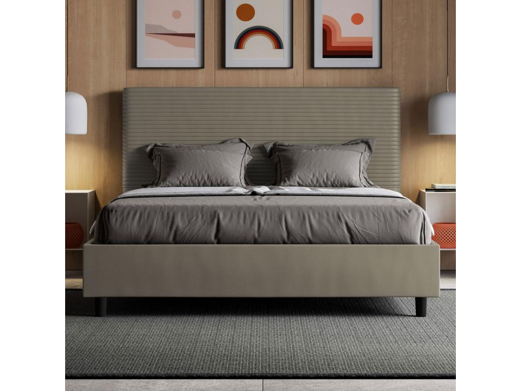 Lit coffre rembourrée 160x200 similicuir cappuccino Boisona EPVA36412