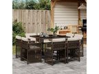 Ensemble à manger de jardin et coussins 9 pièces marron poly rotin PRMY55806