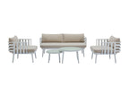 Salon de jardin en aluminium canapé 2 places 2 fauteuils et 2 tables basses - Blanc - Boisona JSEW91622