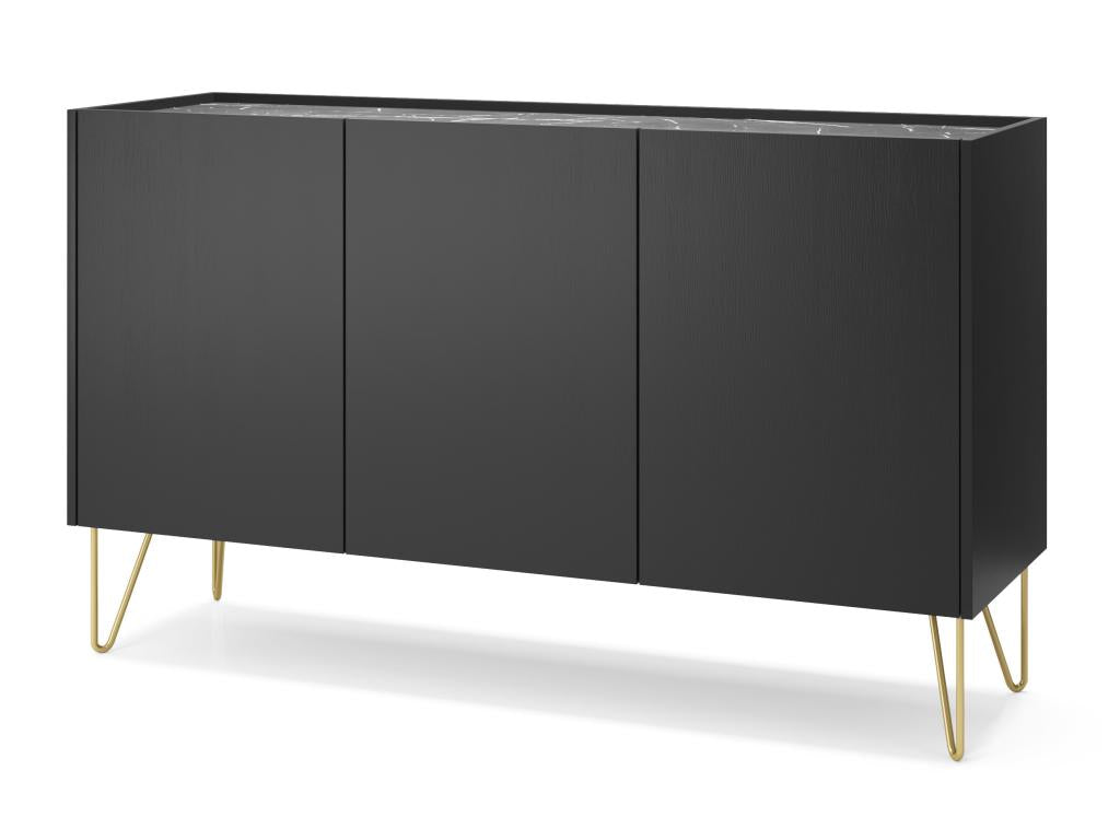 Commode Boisona K144 144x37x83 Noir / Doré DRNO53020