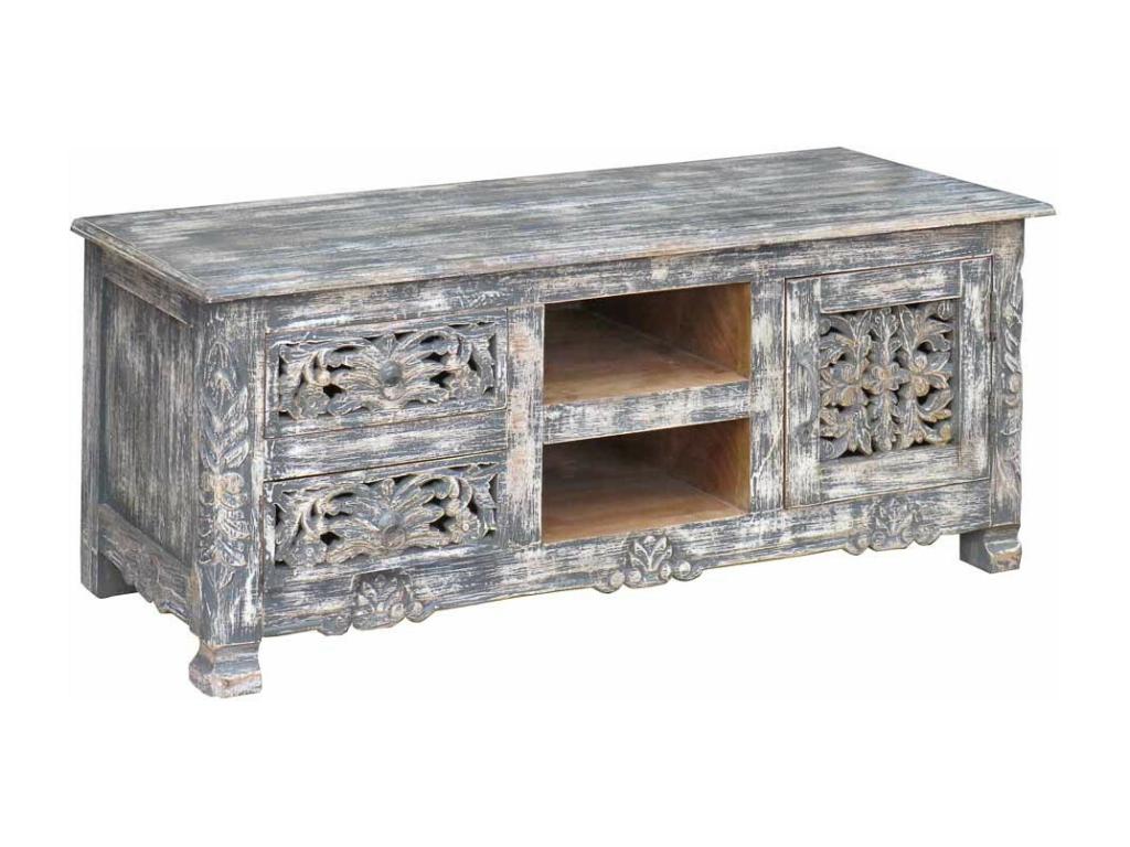 Meuble bas en bois gris 120x45x50h QBQN99171
