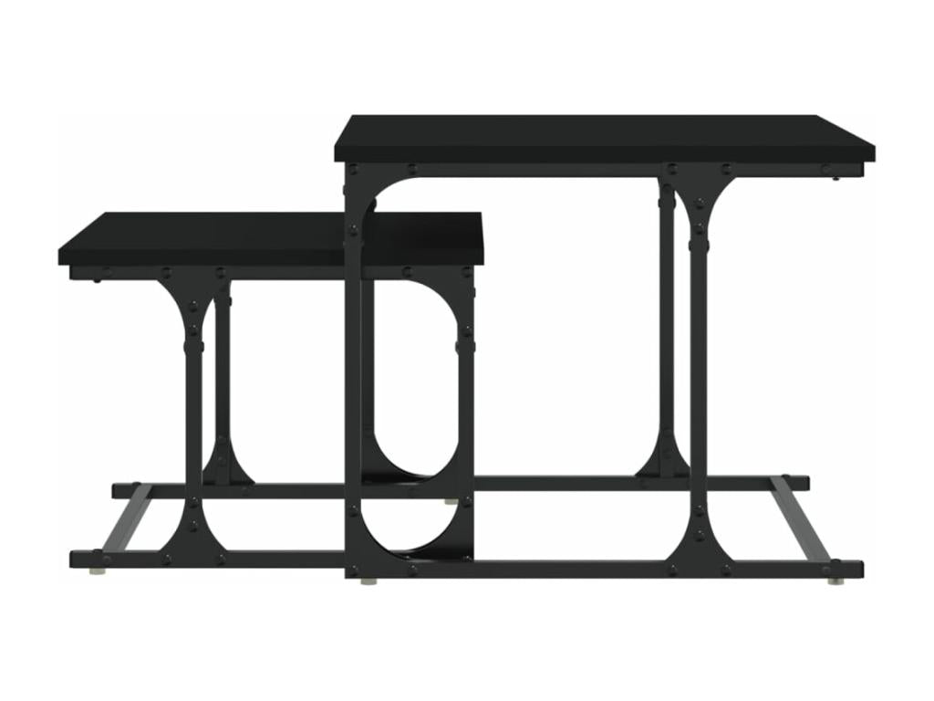 Table basse gigogne 2 pièces noir bois d'ingénierie BRSQ82558