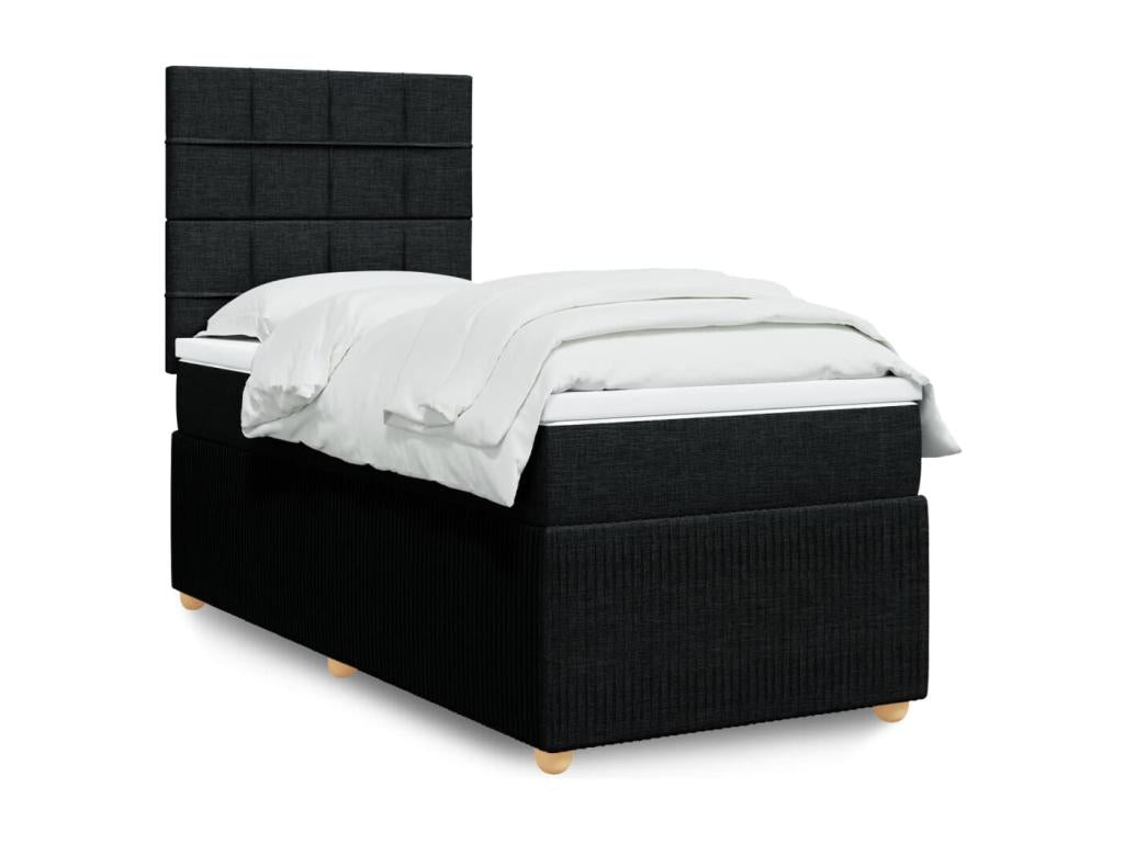 Sommier à Boisona de lit avec matelas Noir 90x190 cm Tissu WJYX83589