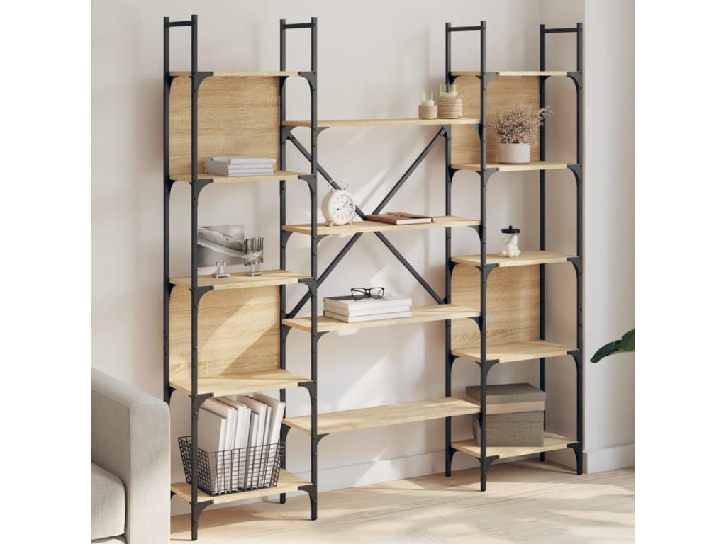 Bibliothèque chêne Boisona 155,5x24x166,5 cm bois d'ingénierie VVRL72645